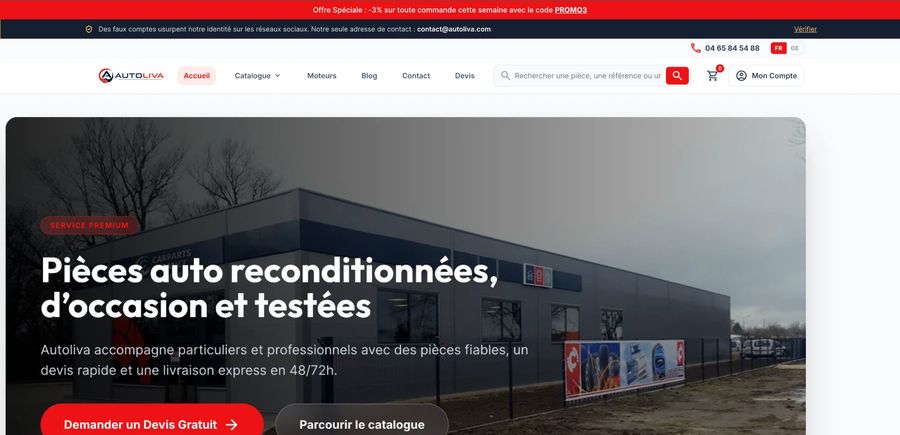 Aperçu du site Autoliva